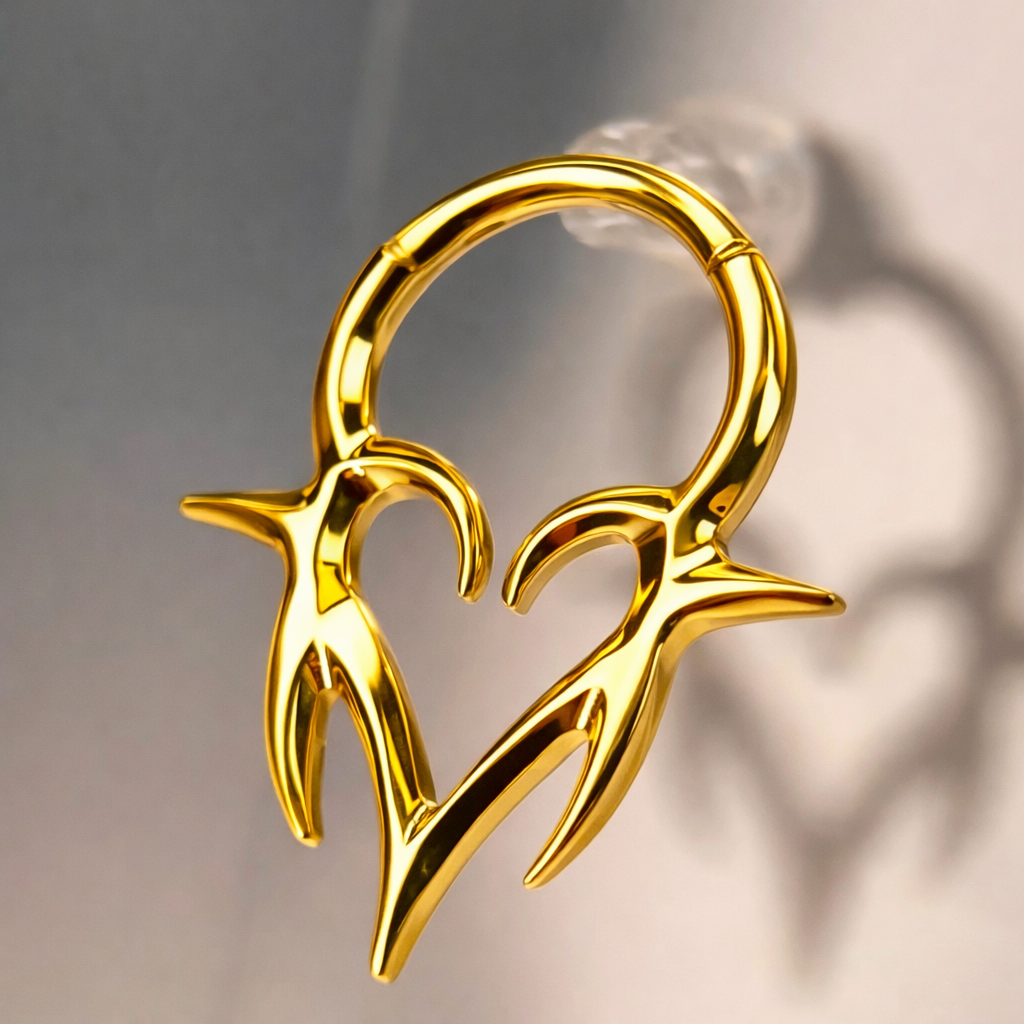 Kolczyk clicker Tribal Heart do piercingu - złoty