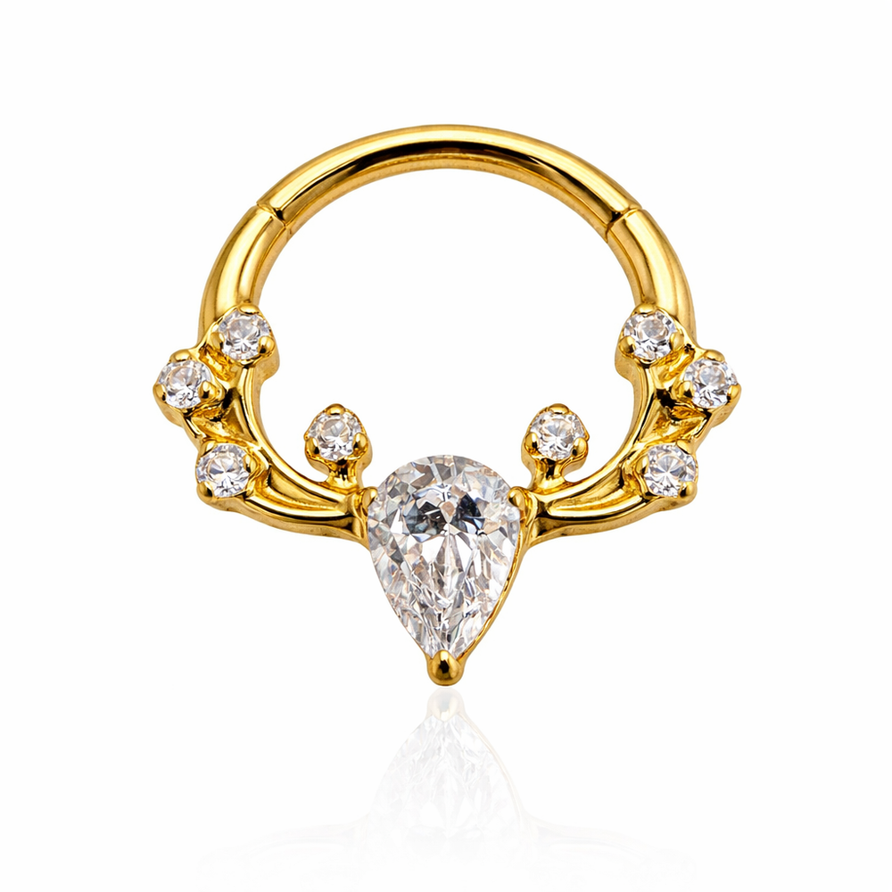 KÓŁKO CLICKER Z CYRKONIAMI-ZŁOTY KOLCZYK DO UCHA