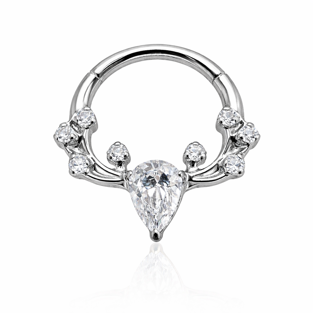 KÓŁKO CLICKER Z CYRKONIAMI-SREBRNY KOLCZYK DO UCHA