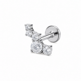 Tytanowy labret Cluster do piercingu ucha z białymi cyrkoniami, srebrny
