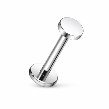 Kolczyk do piercingu typu labret z płaską bazą – tytanowy, srebrny