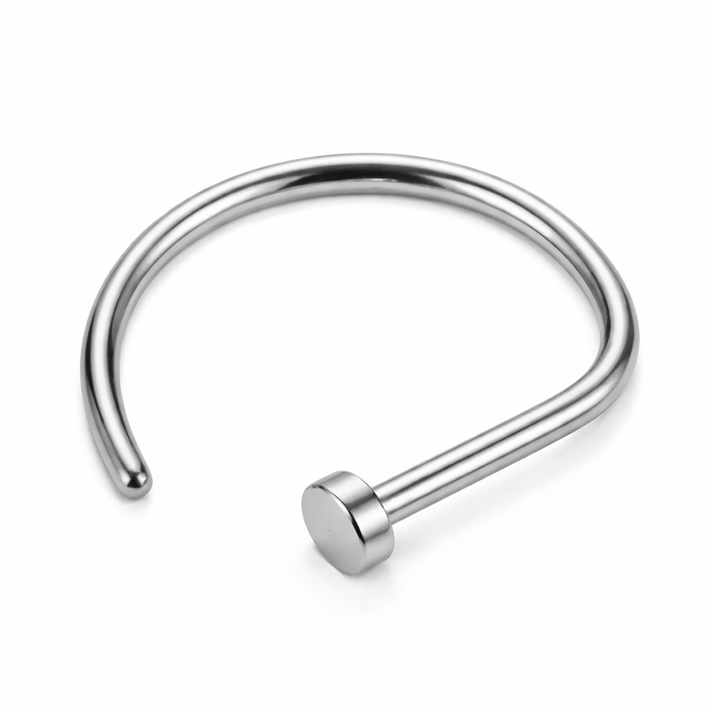 TYTANOWY KOLCZYK D-RING DO NOSA-PIERCING NOSTRIL SREBRNY
