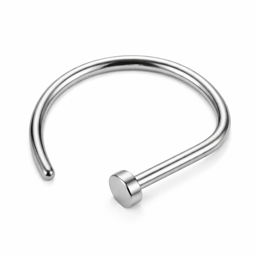 TYTANOWY KOLCZYK D-RING DO NOSA-PIERCING NOSTRIL SREBRNY