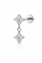 Kolczyk labret  SREBRNY ozdobny z cyrkoniami - helix, conch , lobe .