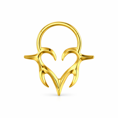 CLICKER TRIBAL HEART - KOLCZYK DO PIERCINGU Z TYTANU ZŁOTY