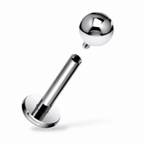 Tytanowy labret do piercingu z kulką – gwint wewnętrzny, srebrny