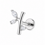 KOLCZYK LABRET Z CYRKONIAMI W KSZTAŁCIE GAŁĄZKI – TYTAN ASTM F-136