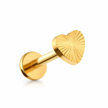 KOLCZYK DO PIERCINGU LABRET TYTANOWY – SERCE ZŁOTY