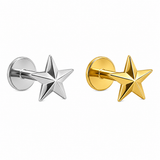 Kolczyk do piercingu ucha gwiazdka – tytanowy labret – srebrny