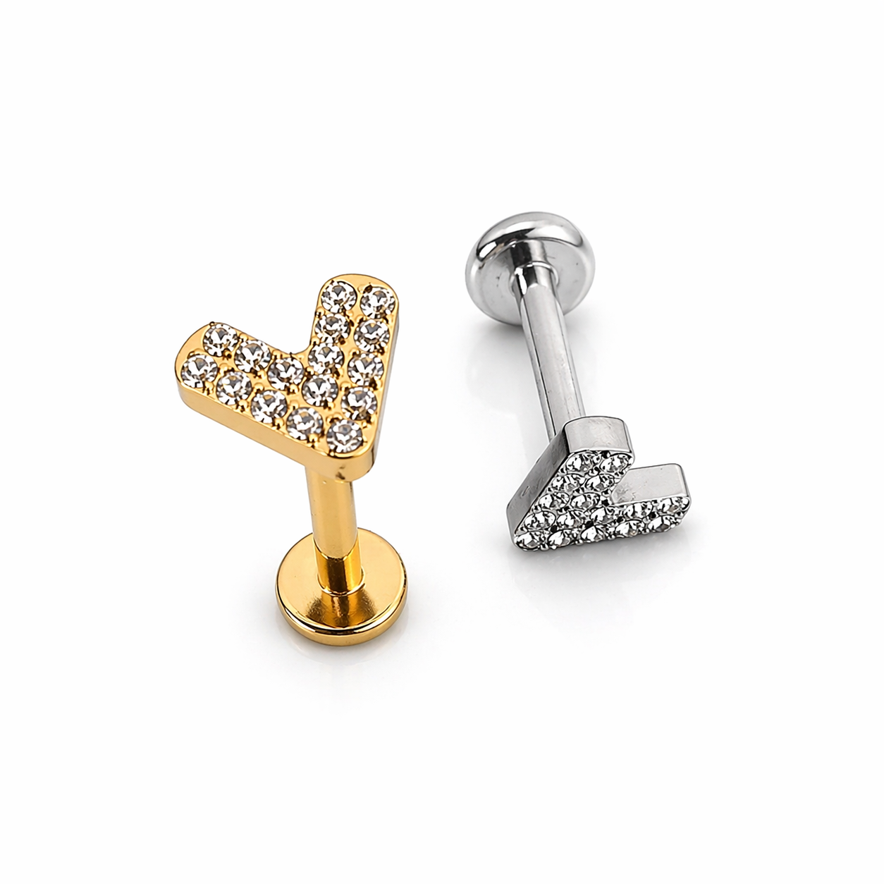 KOLCZYK LABRET DO PIERCINGY UCHA Z CYRKONIAMI SREBRNY