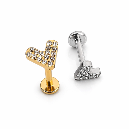 KOLCZYK LABRET DO PIERCINGY UCHA Z CYRKONIAMI SREBRNY