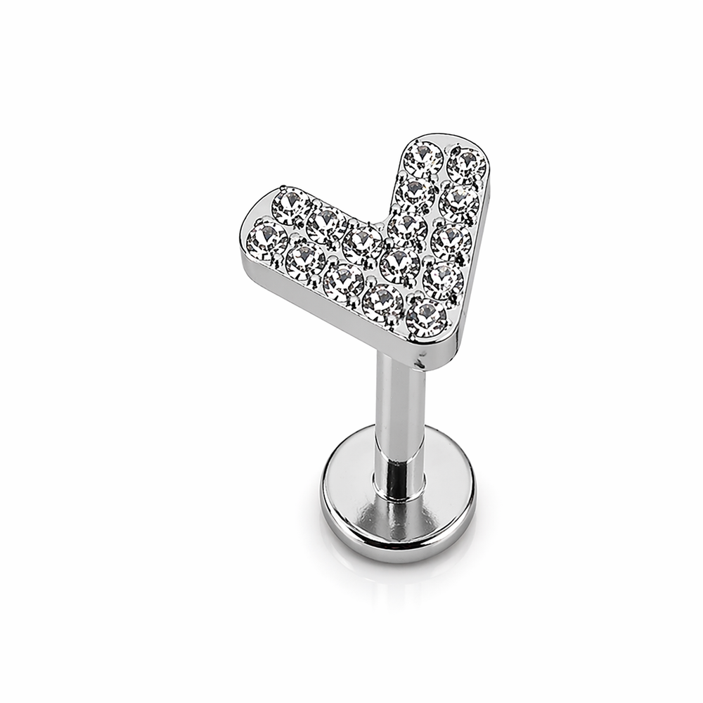 KOLCZYK LABRET DO PIERCINGY UCHA Z CYRKONIAMI SREBRNY