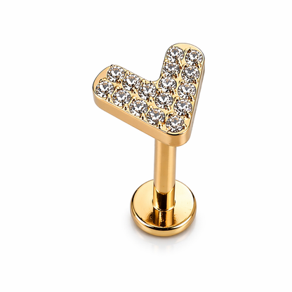 KOLCZYK LABRET DO PIERCINGY UCHA Z CYRKONIAMI ZŁOTY