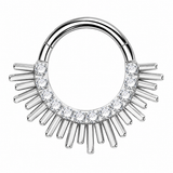 Kolczyk do piercingu ucha – tytanowy clicker z cyrkoniami – srebrny