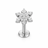 LABRET  Z CYRKONIAMI DO  PIERCINGA UCHA - SREBRNY KOLCZYK