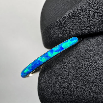 Tytanowy clicker  z opalem – kolczyk do piercingu ucha i nosa,srebrny