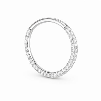 Kolczyk do piercingu typu clicker z cyrkoniami – srebrny