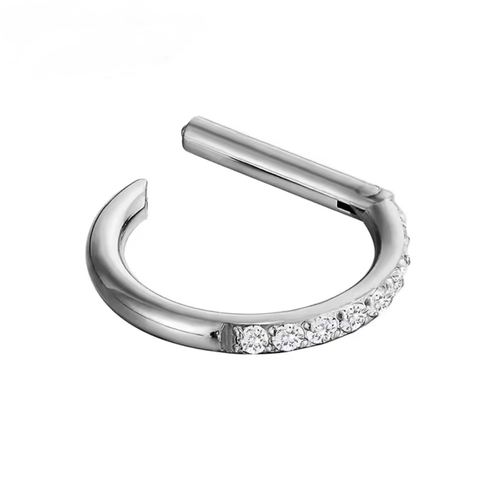 Tytanowy kolczyk do nosa clicker D-shape  srebrny