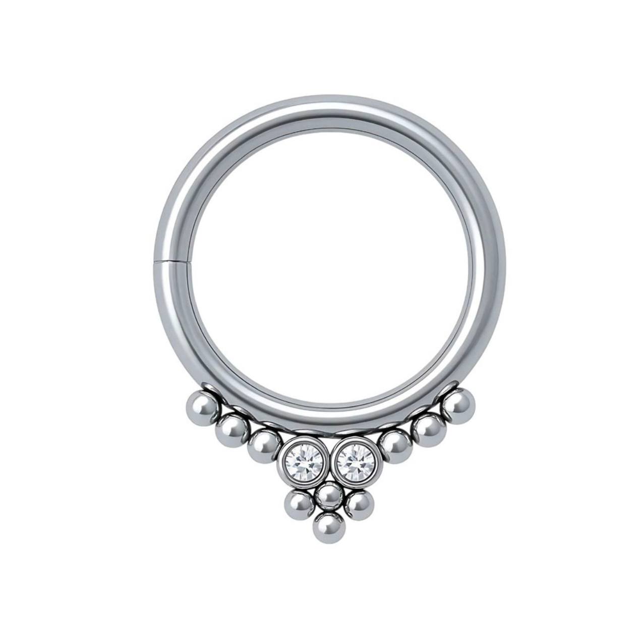 Tytanowy clicker G23 do piercingu ucha-srebrny kolczyk z cyrkoniami