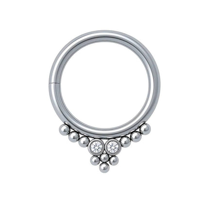 Tytanowy clicker G23 do piercingu ucha-srebrny kolczyk z cyrkoniami
