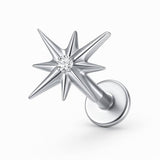 Tytanowy kolczyk gwiazda z cyrkonią – srebrny G23 kolczyk do piercingu