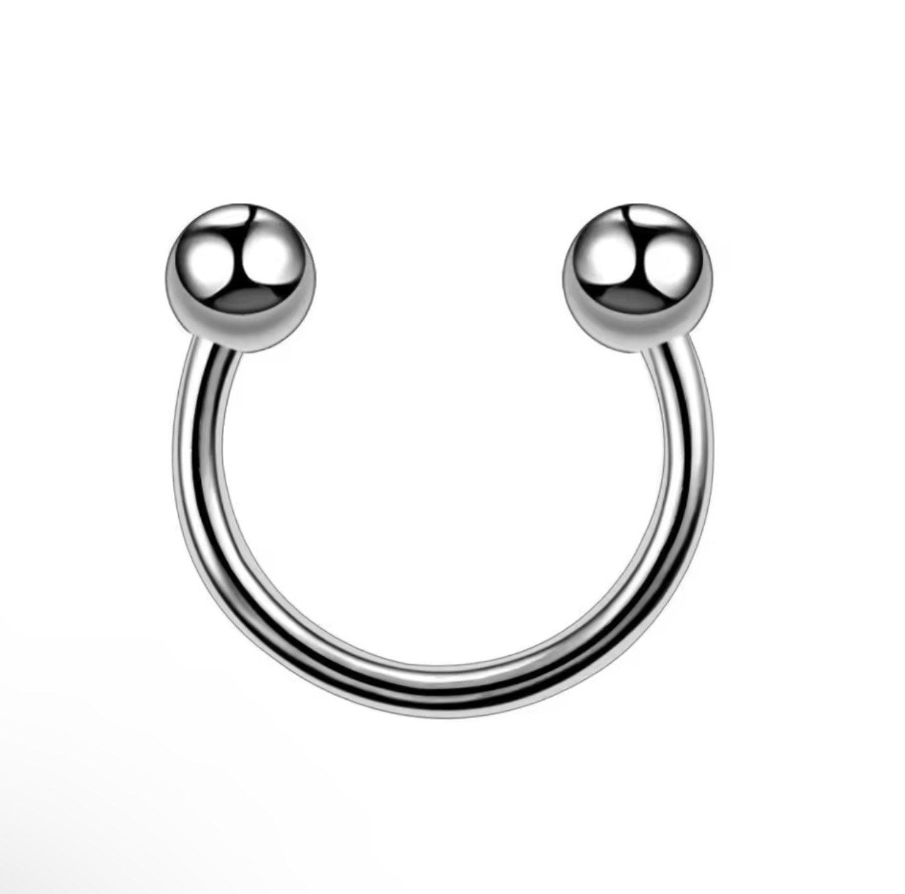 Tytanowa srebna podkowa G23 z kulkami – kolczyk do piercingu