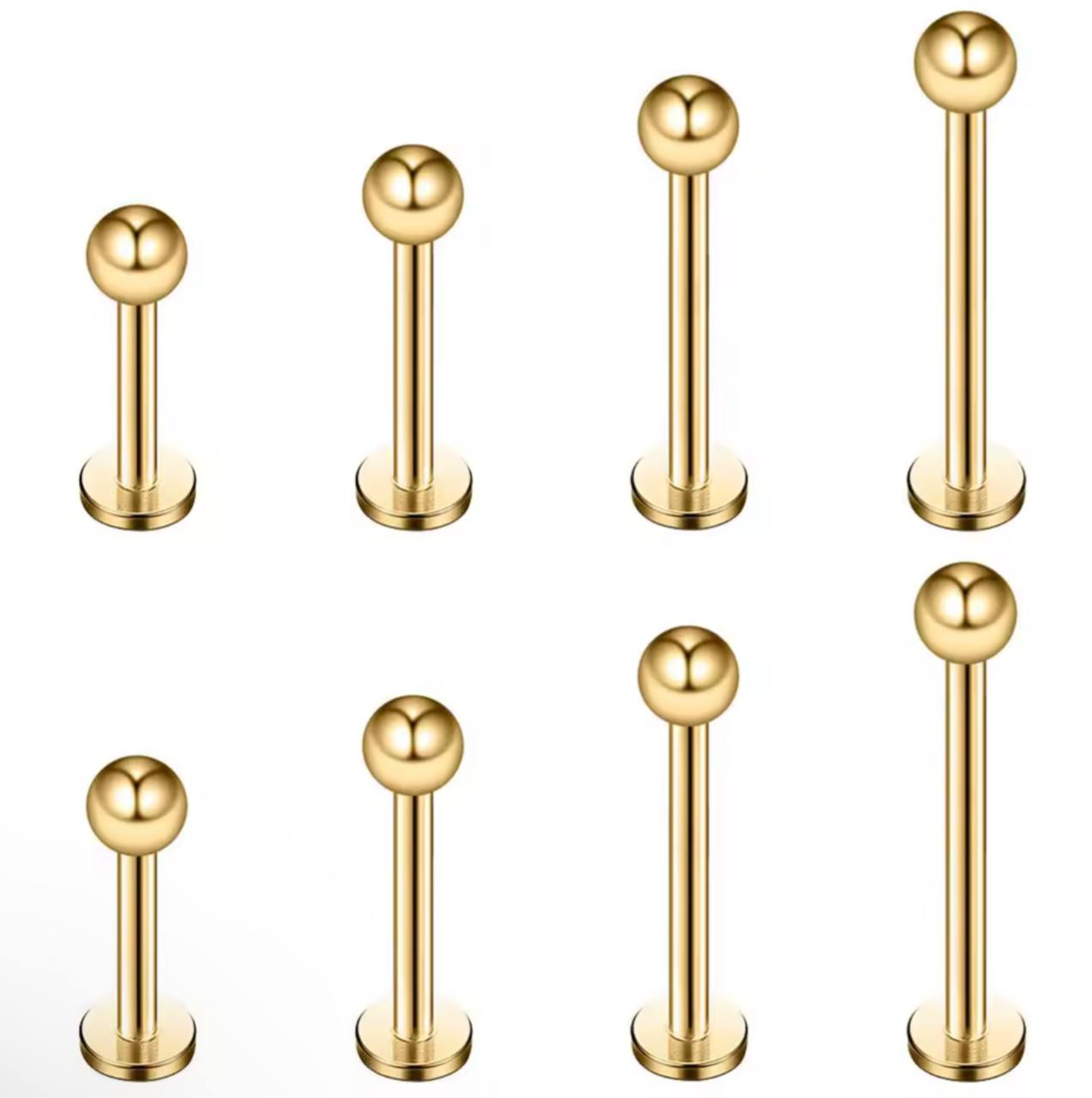 Tytanowy  Złoty  LABRET  z kulką gwint wewnętrzny G23