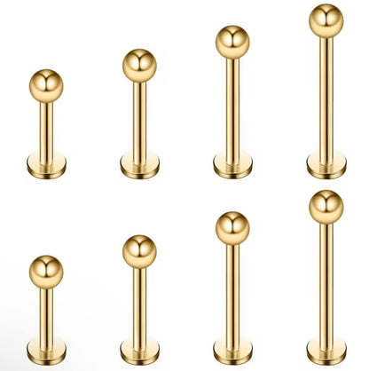 Tytanowy  Złoty  LABRET  z kulką gwint wewnętrzny G23