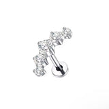 LABRET CLUSTER Z BIAŁYMI CYRKONIAMI  DO PIERCINGU UCHA-SREBRNY