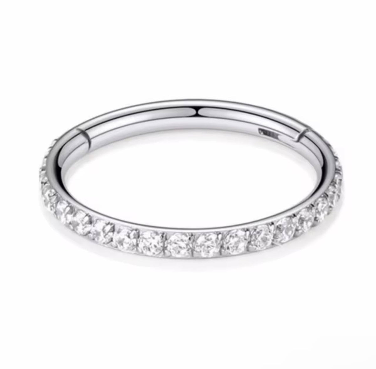 Kolczyk clicker do piercingu ucha z cyrkoniami – srebrny