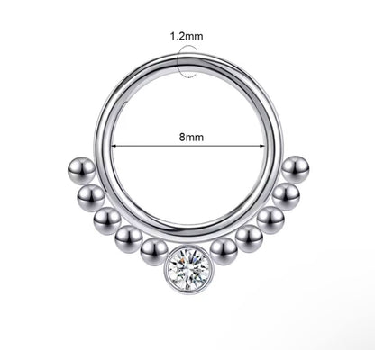 Tytanowe clicker srebrny– kółko do piercingu ucha i nosa