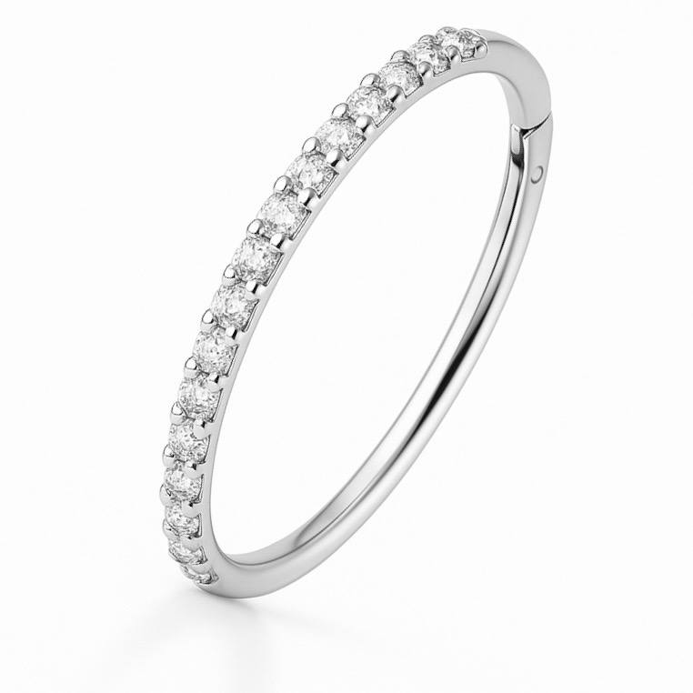 Tytanowe kółko CLICKER  srebny / złoty  kolczyk piercing Helix Conch Nostril