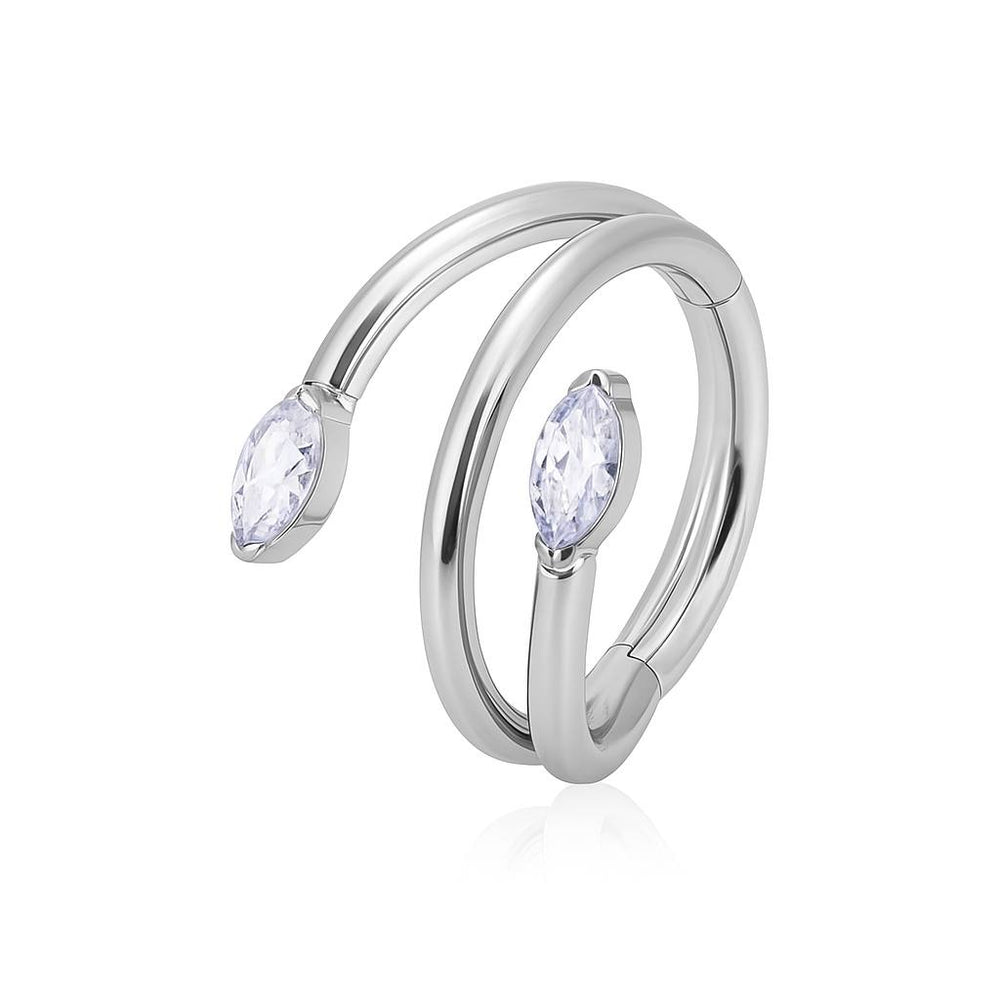 Tytanowy Kolczyk PIERCING Kółko CLICKER cyrkonie  HELIX Lobe Srebrny