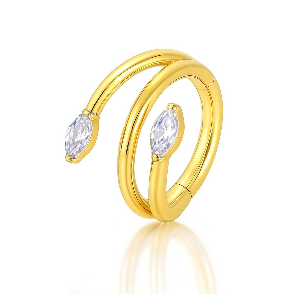 Tytanowy Kolczyk PIERCING Kółko CLICKER cyrkonie  HELIX Lobe Złoty