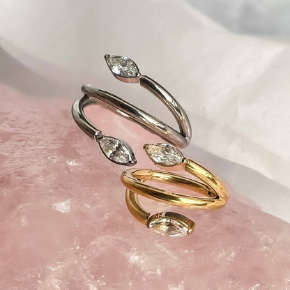 Tytanowy Kolczyk PIERCING Kółko CLICKER cyrkonie  HELIX Lobe Złoty