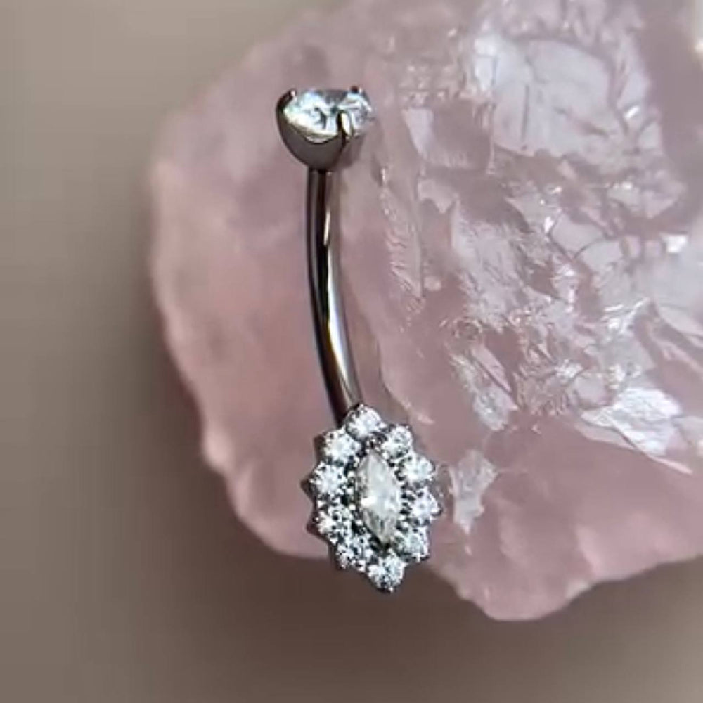 TYTANOWY  SREBRNY KOLCZYK  DO  PĘPKA  Z  CYRKONIAMI