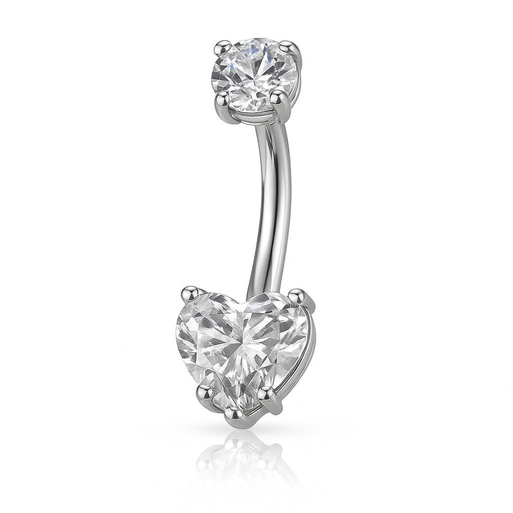 Tytanowy KOLCZYK do pępka z osadzoną cyrkonią w zamkniętej oprawie Srebrny