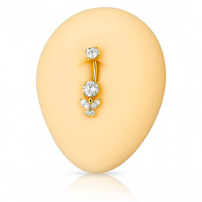 Tytanowy KOLCZYK do pępka z motylkiem, cyrkoniami  Złoty