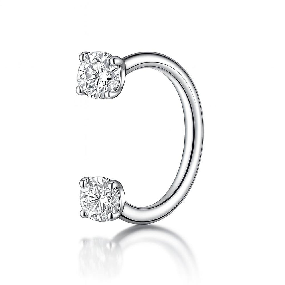 Tytanowy kolczyk PODKOWA z białymi cyrkoniami – srebrny G23 do piercingu