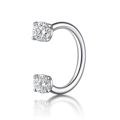 Tytanowy kolczyk PODKOWA z białymi cyrkoniami – srebrny G23 do piercingu