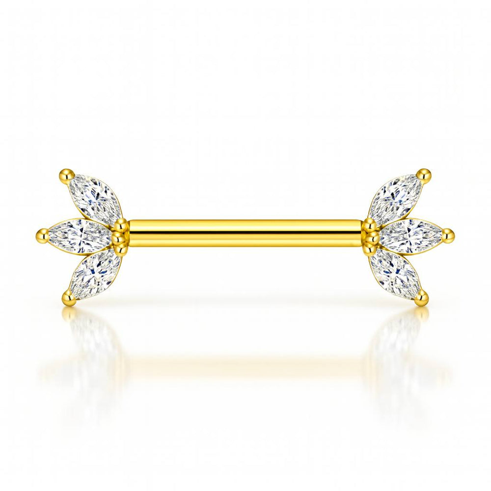 Tytanowy kolczyk intymny do sutka z cyrkoniami – złota biżuteria piercingowa