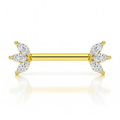 Tytanowy kolczyk intymny do sutka z cyrkoniami – złota biżuteria piercingowa