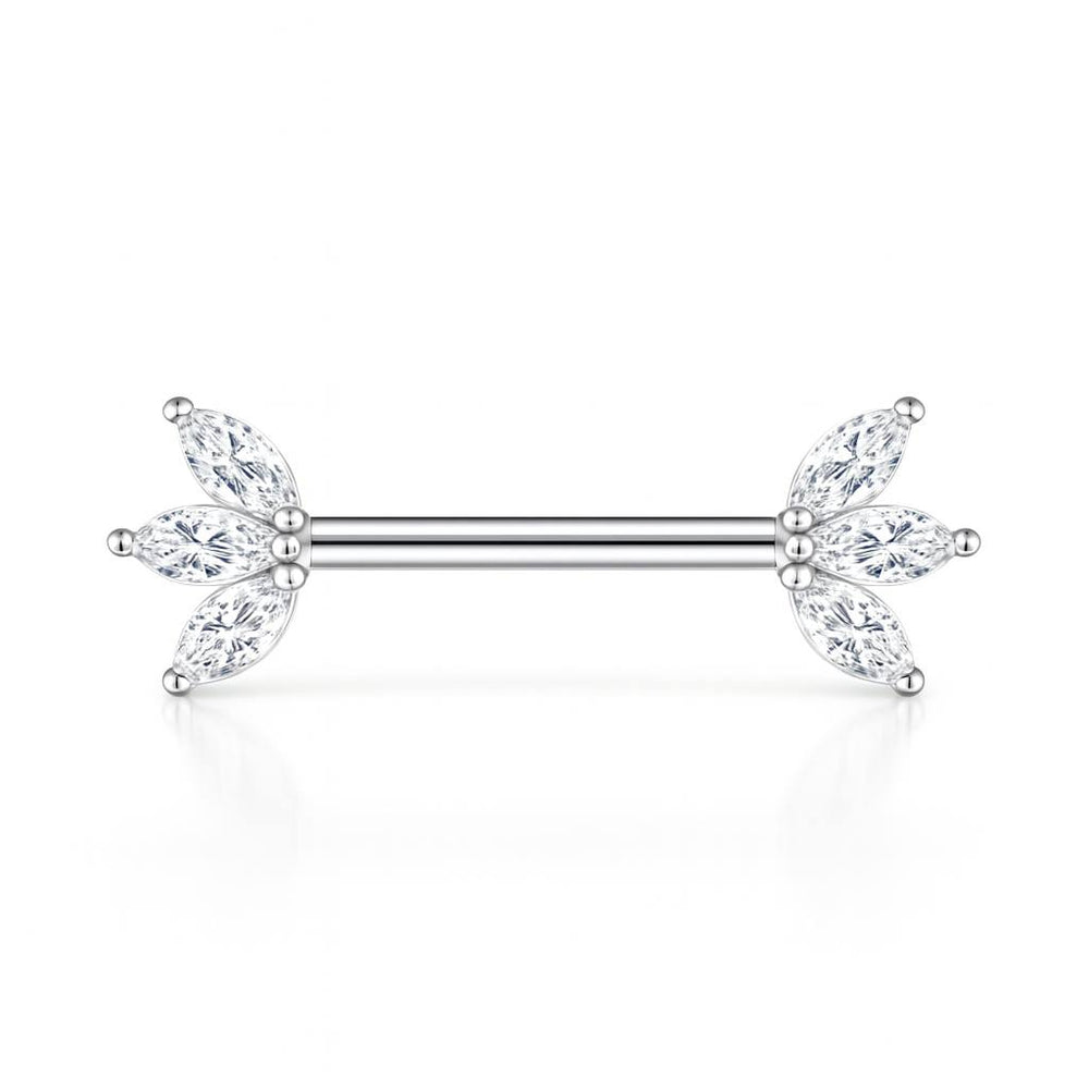 Tytanowy kolczyk intymny do sutka z cyrkoniami – srebrna biżuteria piercingowa