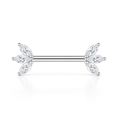 Tytanowy kolczyk intymny do sutka z cyrkoniami – srebrna biżuteria piercingowa