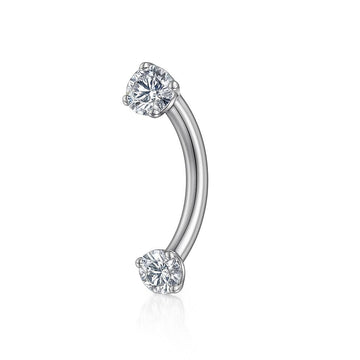 BANAN TYTANOWY DO PIERCINGU Z DWOMA CYRKONIAMI – BRWI / PĘPEK
