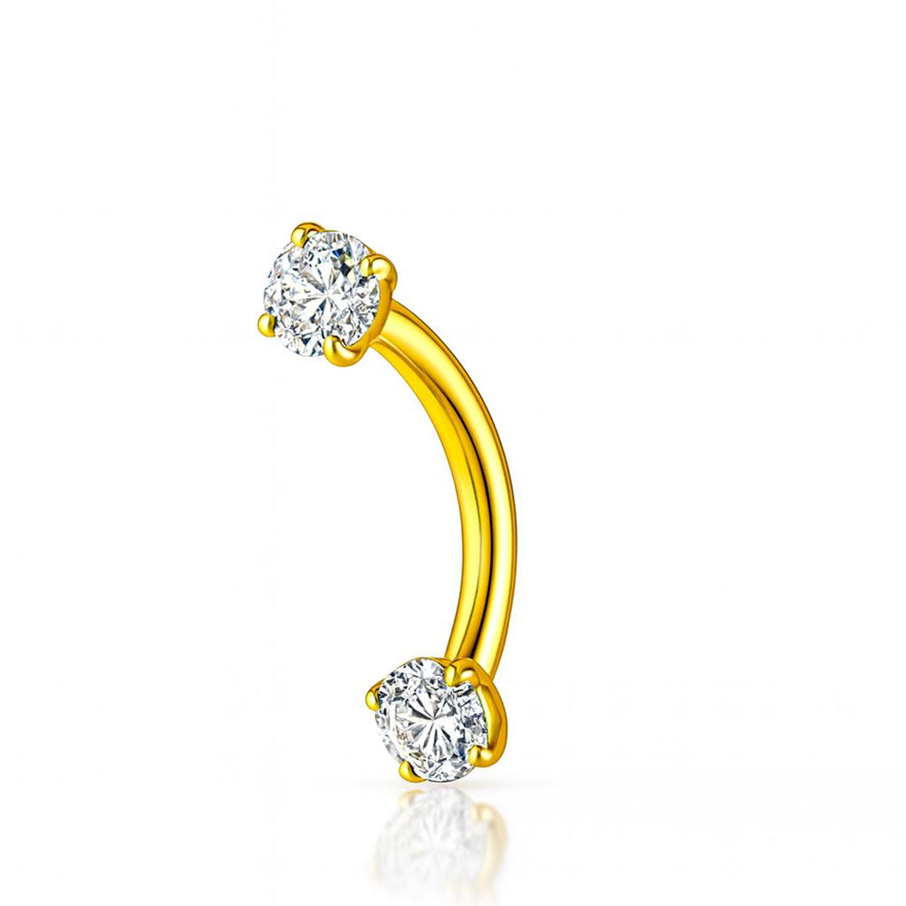 Kolczyk BANAN z białą cyrkonią – tytan G23  Złoty