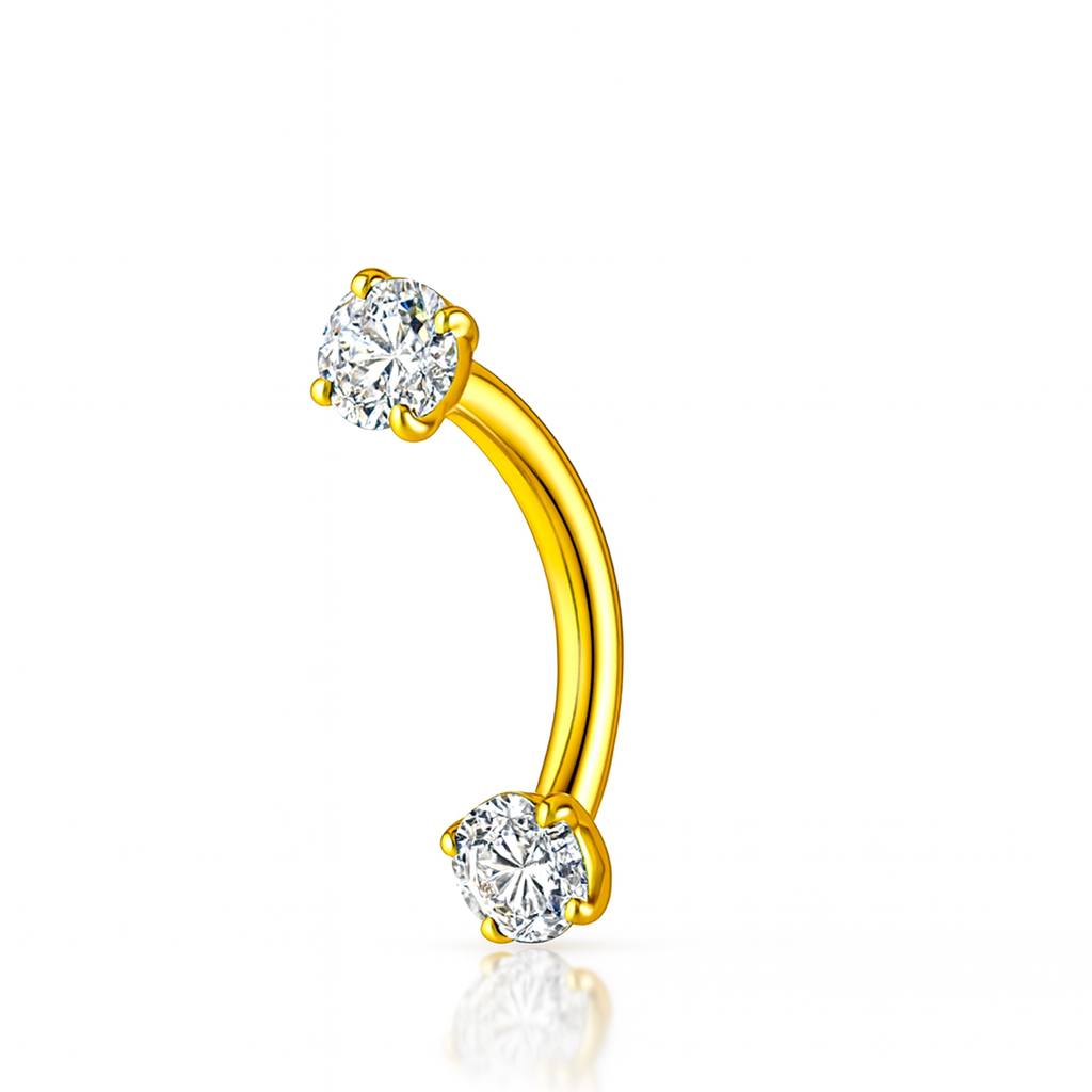 Kolczyk BANAN z białą cyrkonią – tytan G23  Złoty