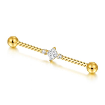 Tytanowa Złota sztanga INDUSTRIAL  z cyrkonią