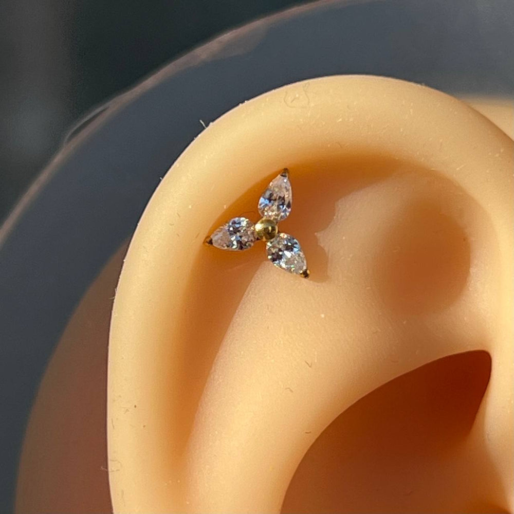 Kolczyk LABRET tytanowy Złoty z cyrkoniami