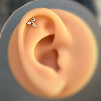 Kolczyk LABRET tytanowy Złoty z cyrkoniami